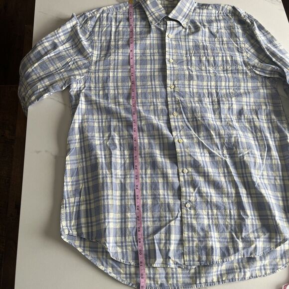 Peter Millar Mens Long Sleeve Blue Yellow Plaid Button Down Shirt Size Large - Picture 10 of 15